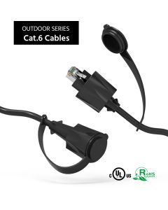 25Ft Cat.6 SFTP Industrial Outdoor Patch Cable w/Dust Cap Black