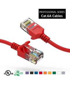 0.5Ft Cat6A UTP Slim Ethernet Network Booted Cable 28AWG Red
