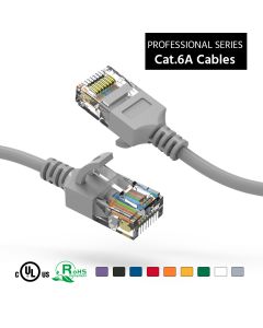 2Ft Cat6A UTP Slim Ethernet Network Booted Cable 28AWG Gray