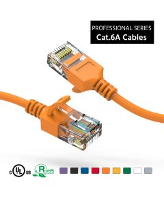 3Ft Cat6A UTP Slim Ethernet Network Booted Cable 28AWG Orange