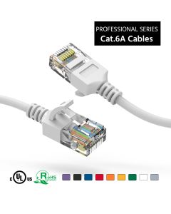 3Ft Cat6A UTP Slim Ethernet Network Booted Cable 28AWG White