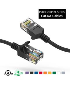 7Ft Cat6A UTP Slim Ethernet Network Booted Cable 28AWG Black
