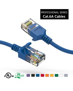 7Ft Cat6A UTP Slim Ethernet Network Booted Cable 28AWG Blue