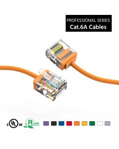 0.5Ft Cat6A UTP Super-Slim Ethernet Network Cable 32AWG Orange