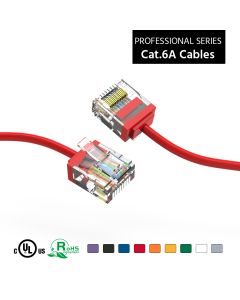 0.5Ft Cat6A UTP Super-Slim Ethernet Network Cable 32AWG Red
