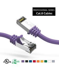1Ft Cat.8 S/FTP Ethernet Network Cable Purple 26AWG