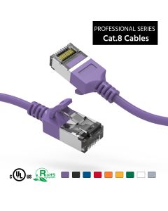 1Ft Cat.8 U/FTP Slim Ethernet Network Cable Purple 30AWG