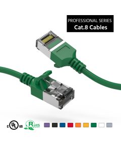 3Ft Cat.8 U/FTP Slim Ethernet Network Cable Green 30AWG