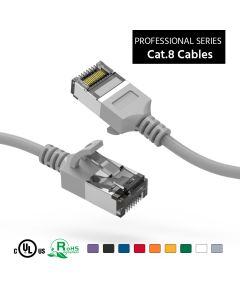 3Ft Cat.8 U/FTP Slim Ethernet Network Cable Gray 30AWG