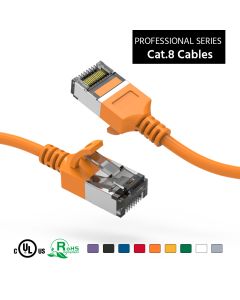 3Ft Cat.8 U/FTP Slim Ethernet Network Cable Orange 30AWG