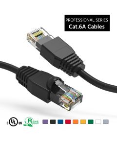25Ft Cat6A UTP Ethernet Network Booted Cable Black