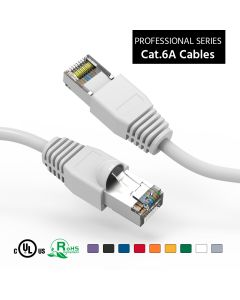 10Ft Cat6A Shielded (SSTP) Ethernet Network Booted Cable White