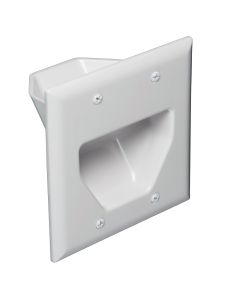 2-Gang Recessed Low Voltage Cable Plate, White