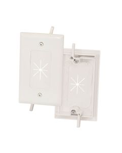 1-Gang Feed-Through Wall Plate with Flexible Opening, White