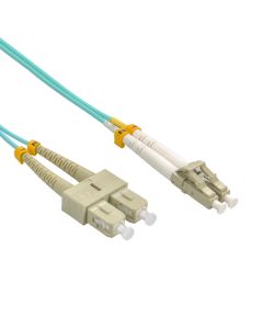 7m LC/UPC-SC/UPC OM3 Multimode Duplex Aqua Fiber Optic Patch Cable