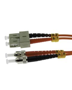 2m ST/UPC-SC/UPC OM1 Multimode Duplex OFNR 2.0mm Fiber Optic Patch Cable