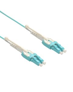 2m Uniboot LC/UPC-LC/UPC OM3 Multimode Duplex Aqua Fiber Optic Patch Cable with Pull Push