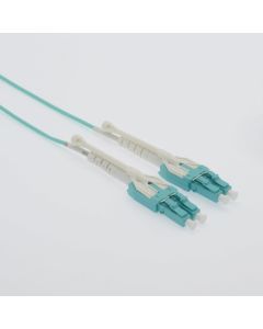 5m Uniboot LC/UPC-LC/UPC OM4 Multimoide Duplex Aqua Fiber Optic Patch Cable with Pull Push