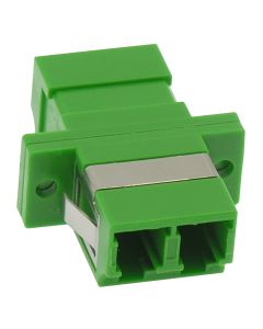 LC/APC Singlemode Duplex Fiber Optic Coupler with Flange, Green