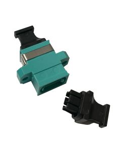 MPO Multimode OM3 Adapter Key-Up/Key-Down with Flange Aqua