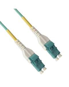 20m Uniboot LC/UPC-LC/UPC OM4 Multimode Duplex Aqua Fiber Optic Patch Cable Standard