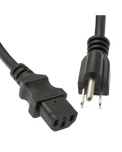 10Ft Computer Power Cord 5-15P to C-13 Black / SJT 16/3