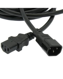 3Ft Power Extension Cord C13 to C14 Black /SJT 16/3