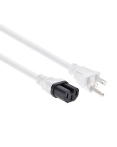 8Ft Power Cord 5-15P to C15 White/ SJT 14/3
