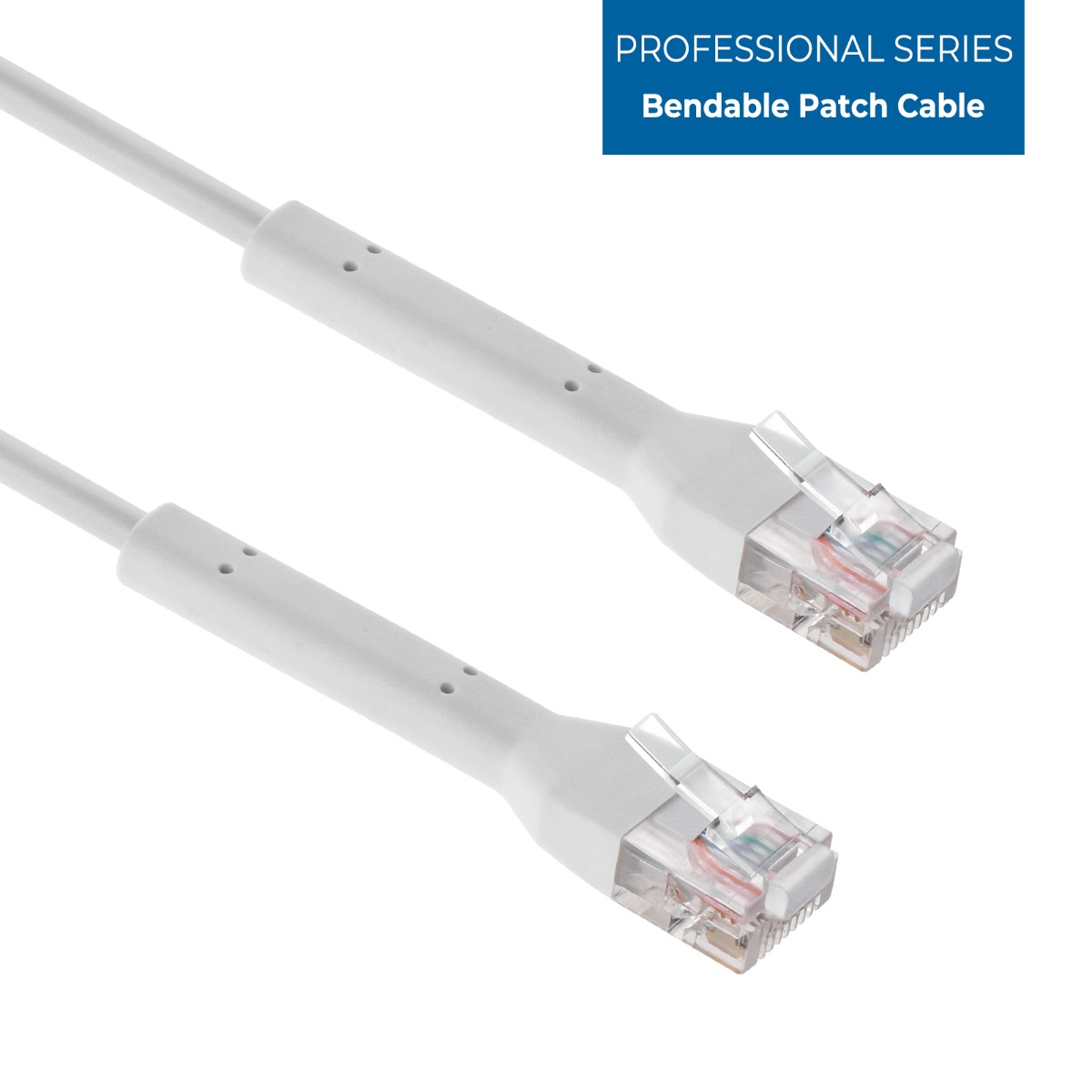 0.75Ft Cat6A UTP Bendable Slim Ethernet Network Cable 28AWG White