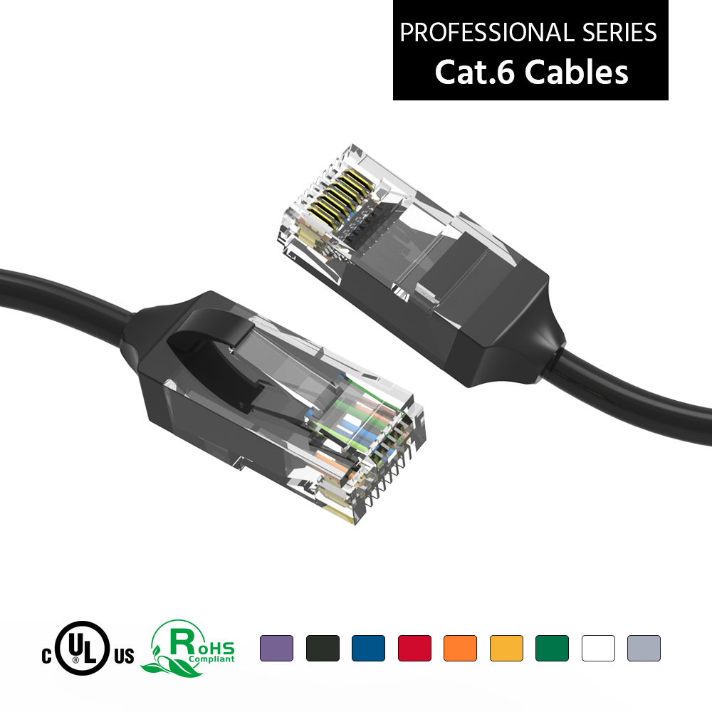 0.5Ft Cat.6 28AWG Slim Ethernet Network Cable Black