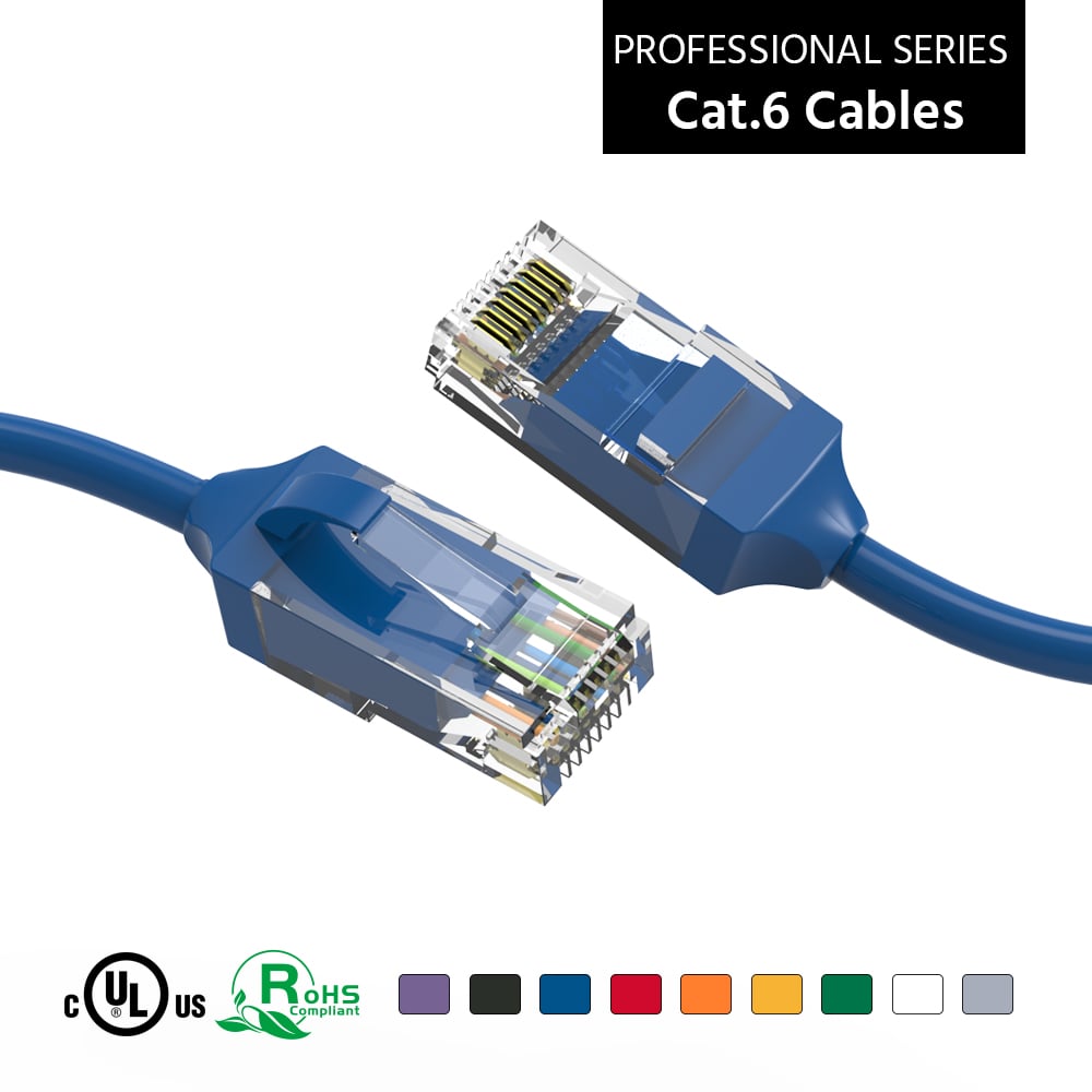 0.5Ft Cat.6 28AWG Slim Ethernet Network Cable Blue