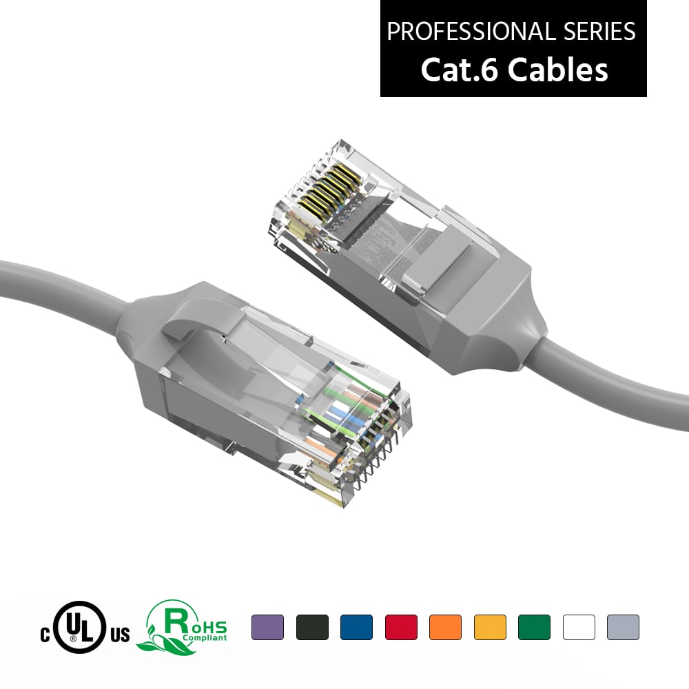0.5Ft Cat.6 28AWG Slim Ethernet Network Cable Gray