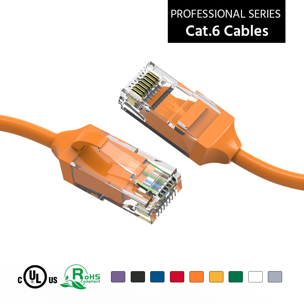 0.5Ft Cat.6 28AWG Slim Ethernet Network Cable Orange