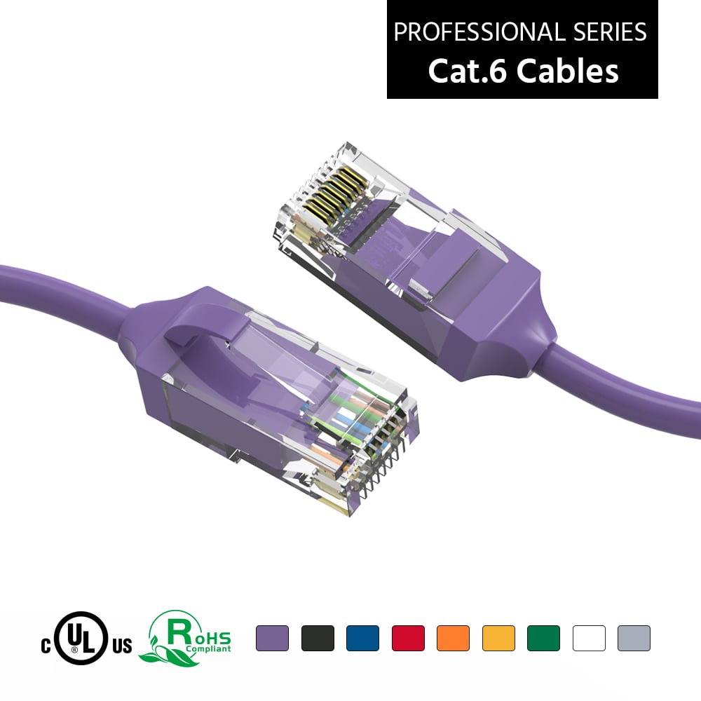 0.5Ft Cat.6 28AWG Slim Ethernet Network Cable Purple