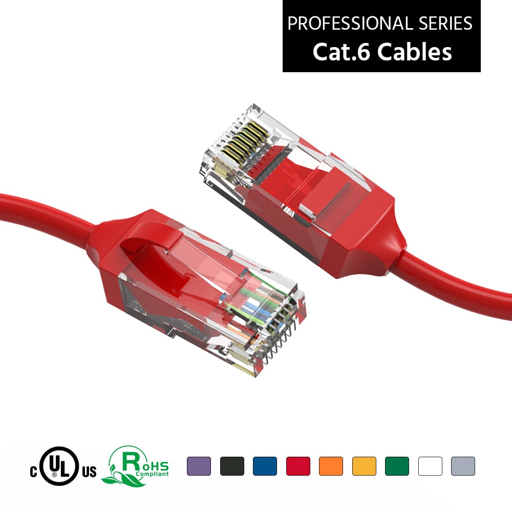 0.5Ft Cat.6 28AWG Slim Ethernet Network Cable Red
