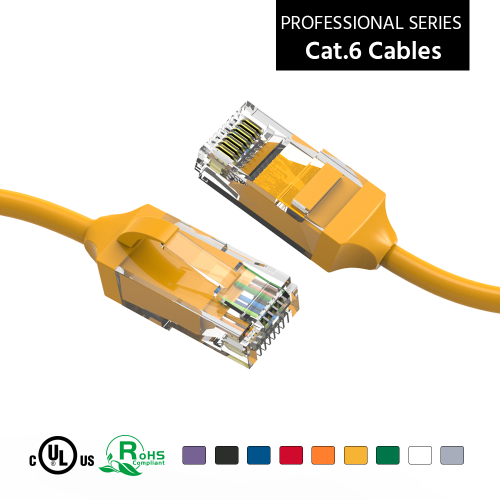 0.5Ft Cat.6 28AWG Slim Ethernet Network Cable Yellow
