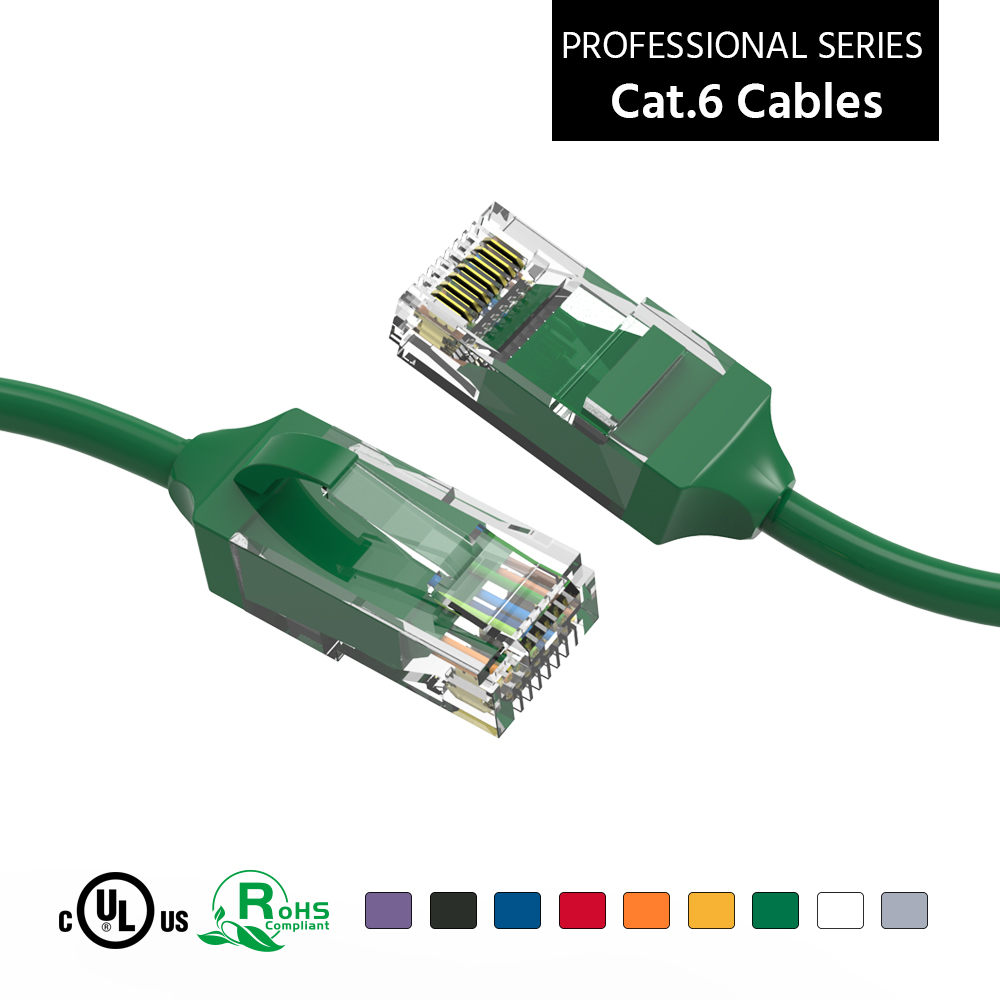 1Ft Cat.6 28AWG Slim Ethernet Network Cable Green