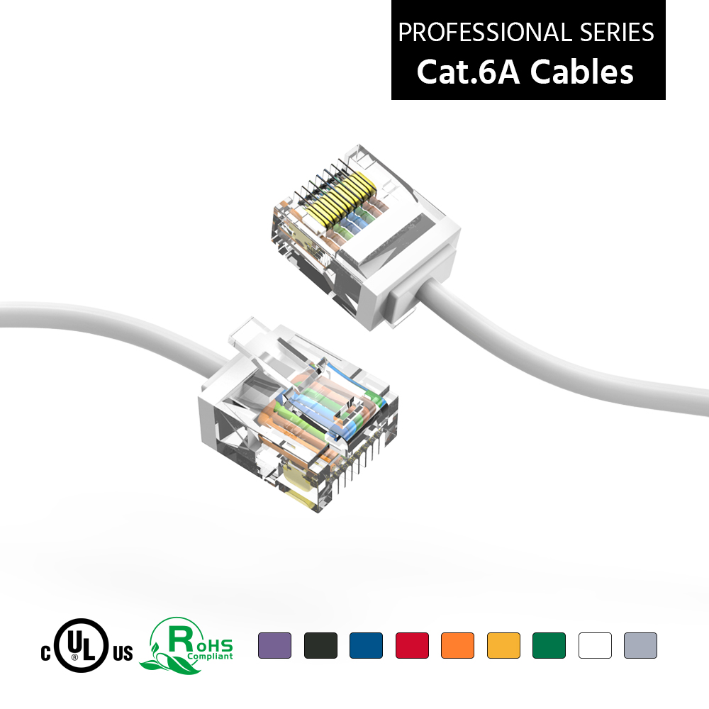 0.5Ft Cat6A UTP Super-Slim Ethernet Network Cable 32AWG White