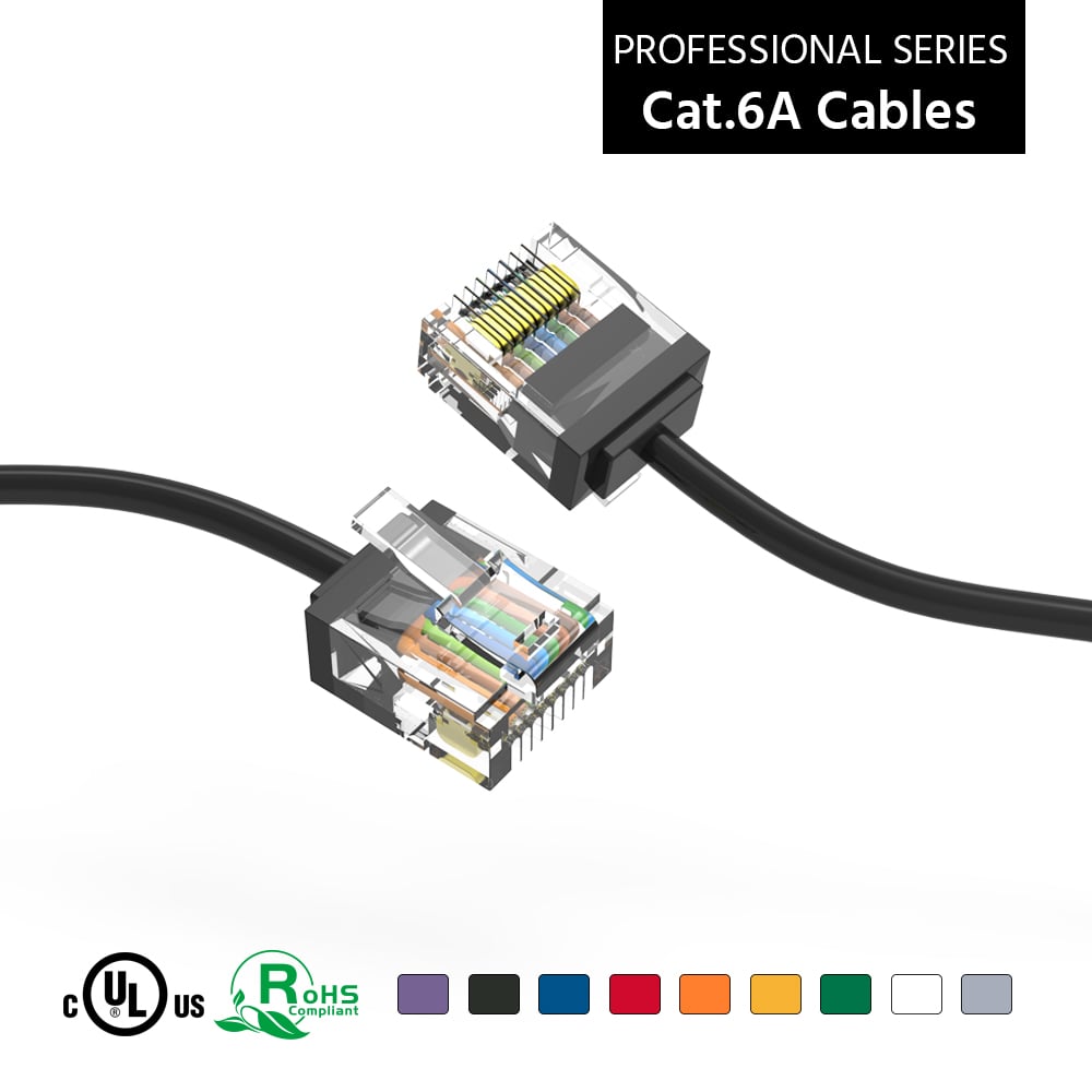 1Ft Cat6A UTP Super-Slim Ethernet Network Cable 32AWG Black