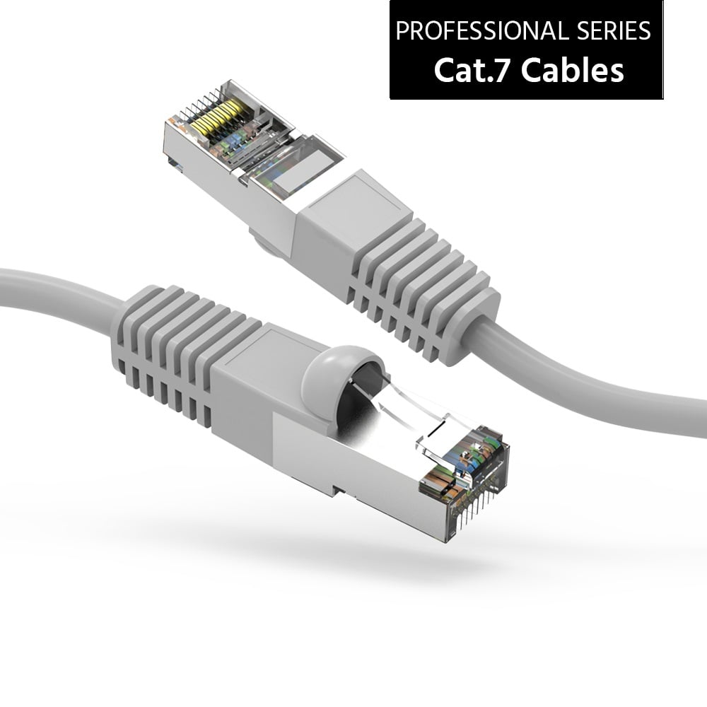 3Ft Cat7 Shielded (SSTP) 600MHz Ethernet Network Booted Cable Gray