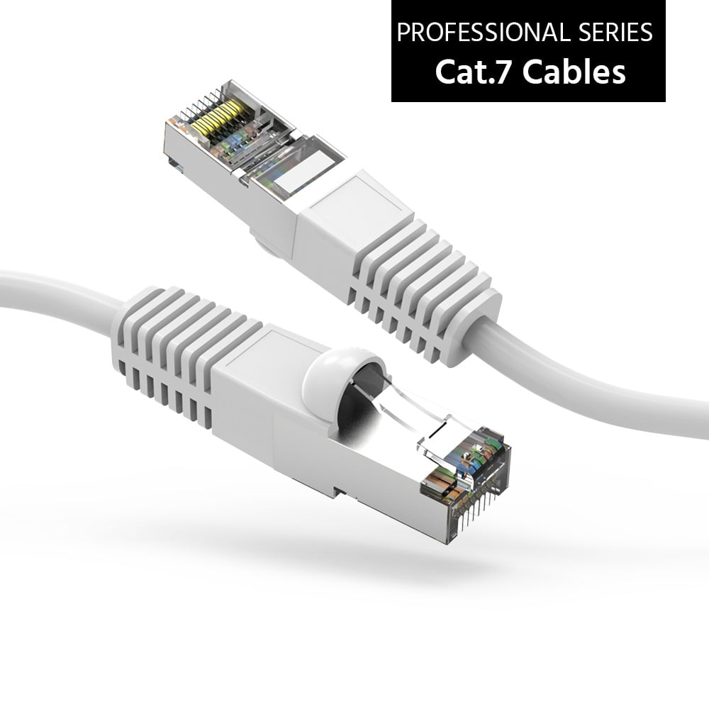 3Ft Cat7 Shielded (SSTP) 600MHz Ethernet Network Booted Cable White