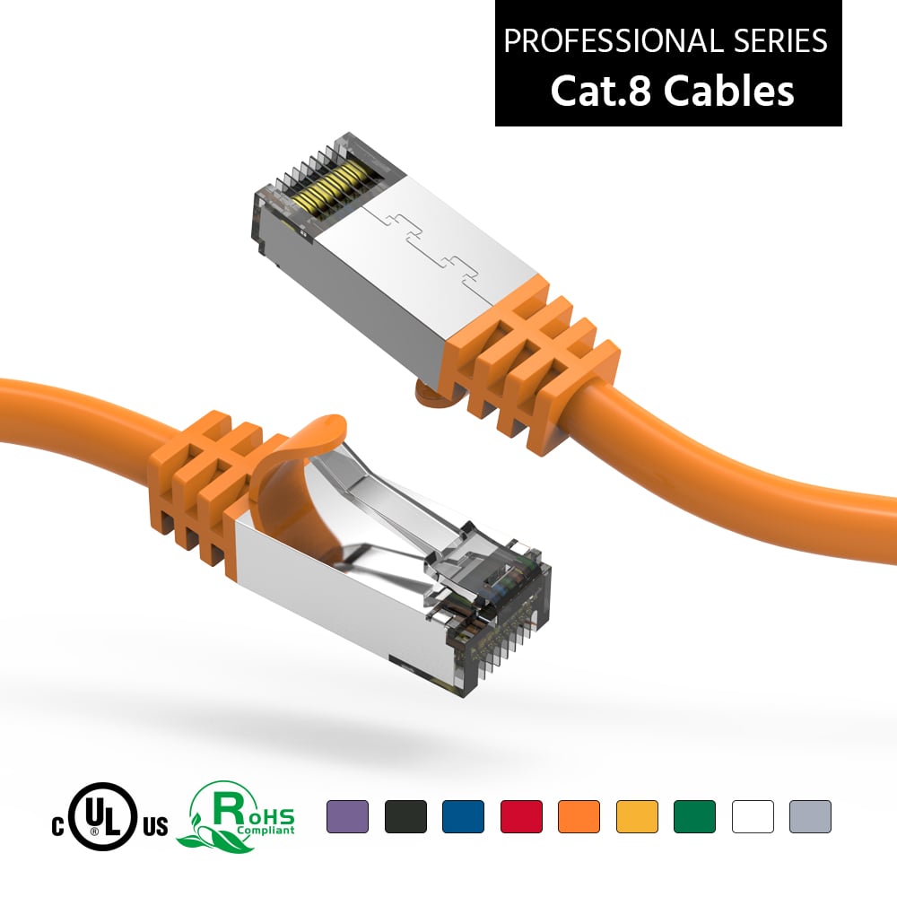 0.5Ft Cat.8 S/FTP Ethernet Network Cable Orange 26AWG