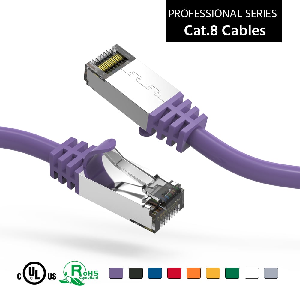 0.5Ft Cat.8 S/FTP Ethernet Network Cable Purple 26AWG