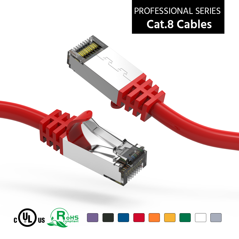 0.5Ft Cat.8 S/FTP Ethernet Network Cable Red 26AWG