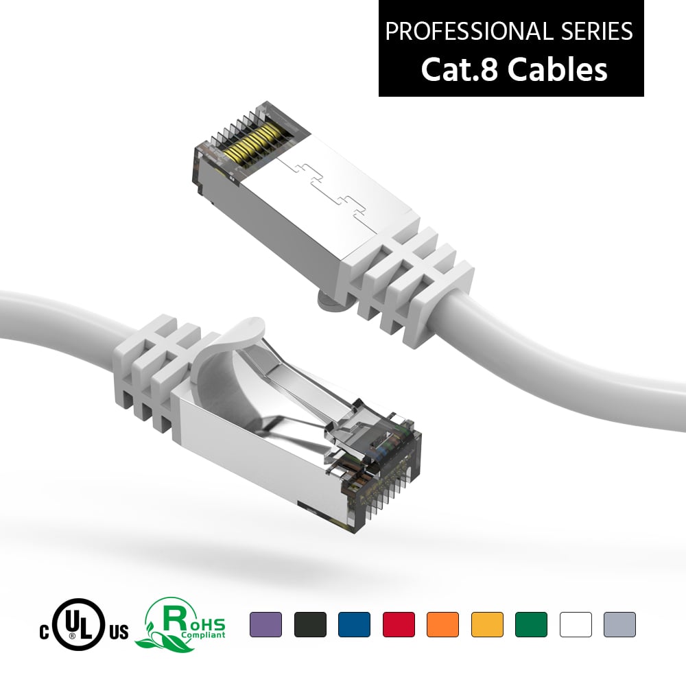 0.5Ft Cat.8 S/FTP Ethernet Network Cable White 26AWG