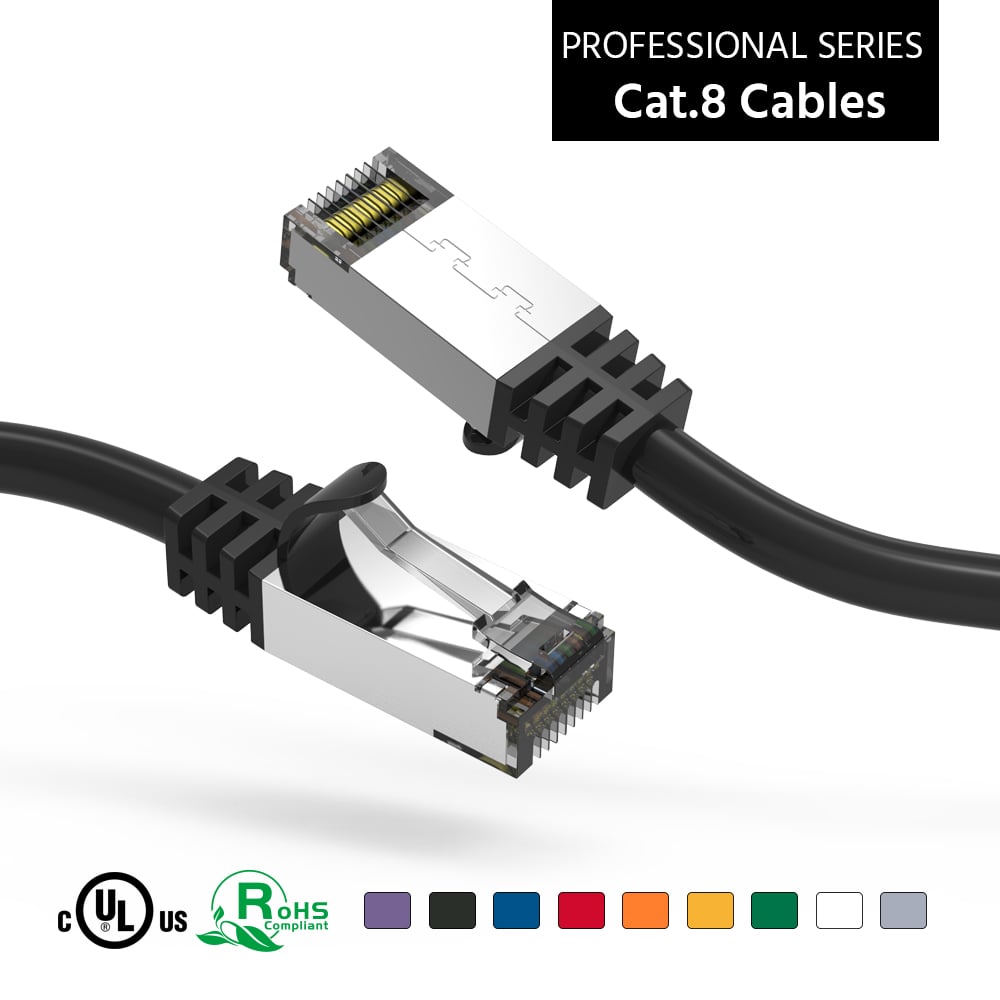 1Ft Cat.8 S/FTP Ethernet Network Cable Black 26AWG