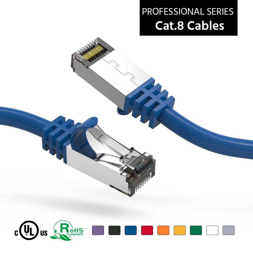 1Ft Cat.8 S/FTP Ethernet Network Cable Blue 26AWG