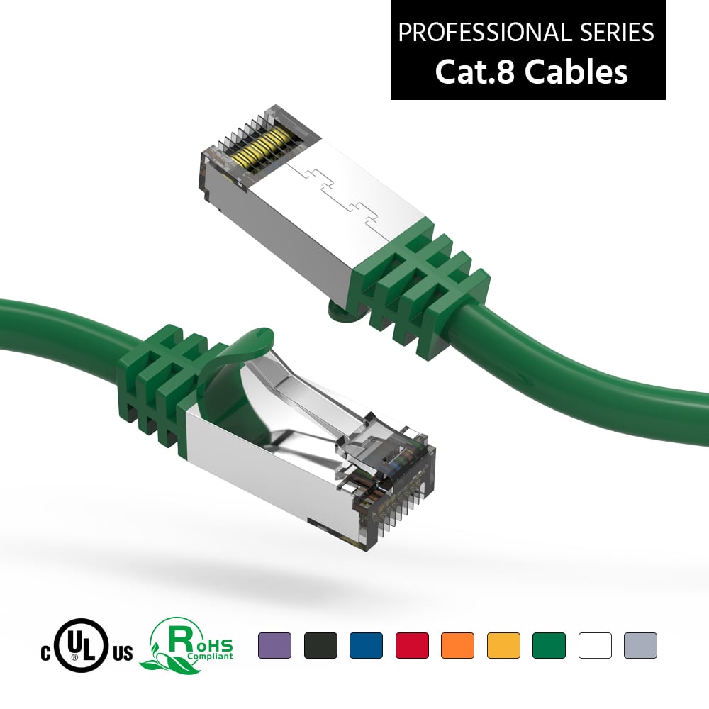 1Ft Cat.8 S/FTP Ethernet Network Cable Green 26AWG