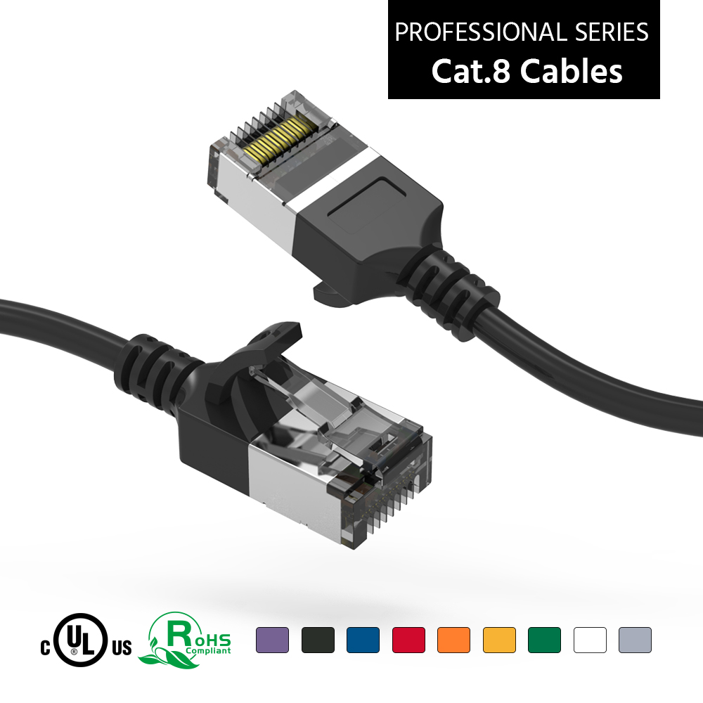 0.5Ft Cat.8 U/FTP Slim Ethernet Network Cable Black 30AWG