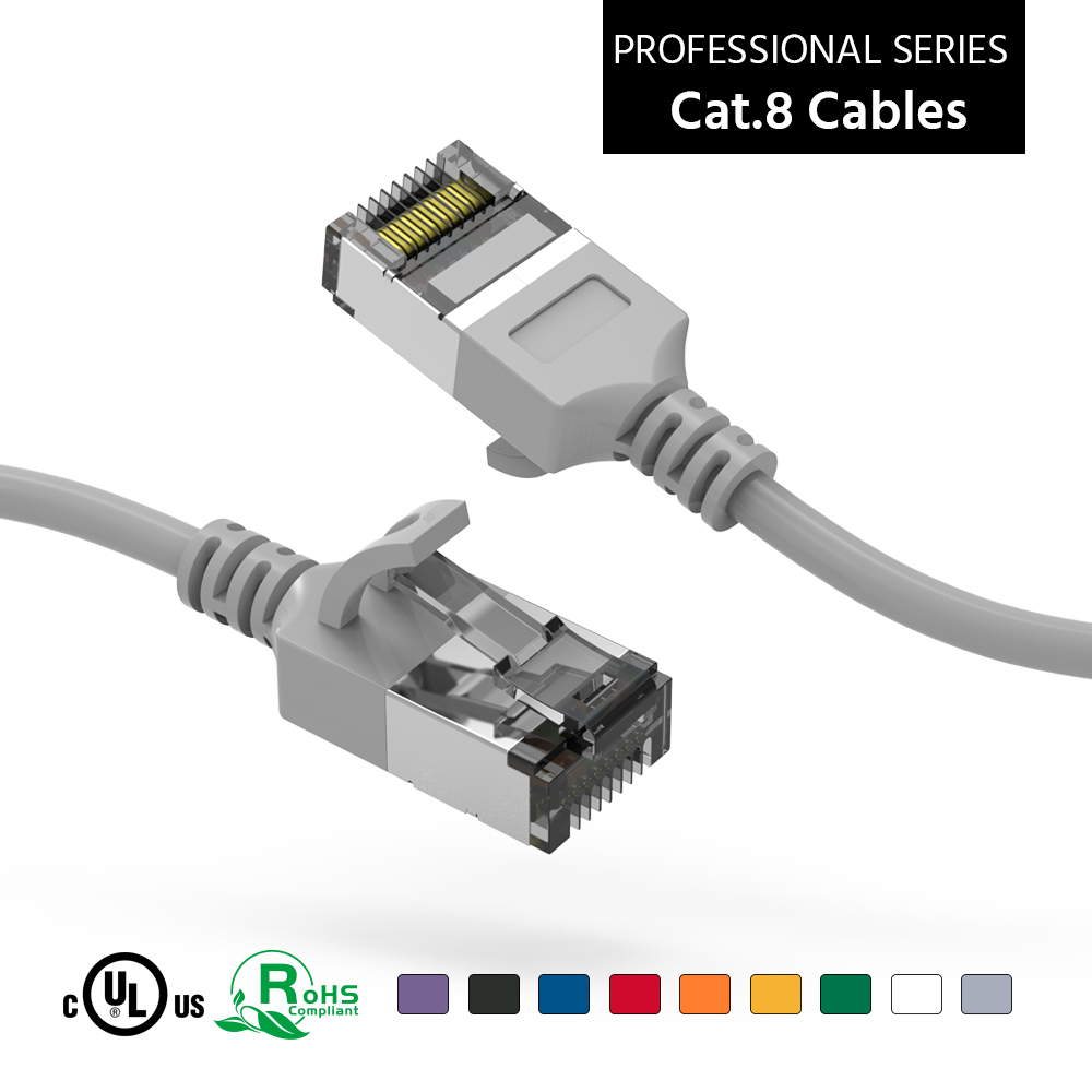 1Ft Cat.8 U/FTP Slim Ethernet Network Cable Gray 30AWG